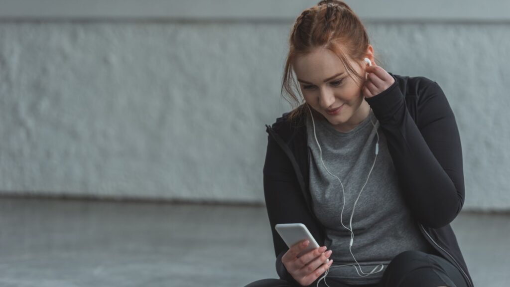 woman listing to music